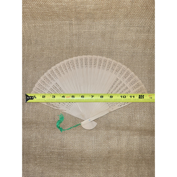 Painted Ornate Wood Hand Fan Tassel Asian Chinese Japanese Style Cherry Blossom - Picture 6 of 8